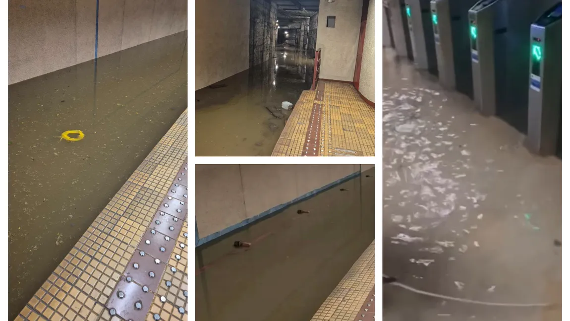 Inundaţii masive la metrou, staţia Piaţa Victoriei 2 arată ca un lac FOTO şi VIDEO