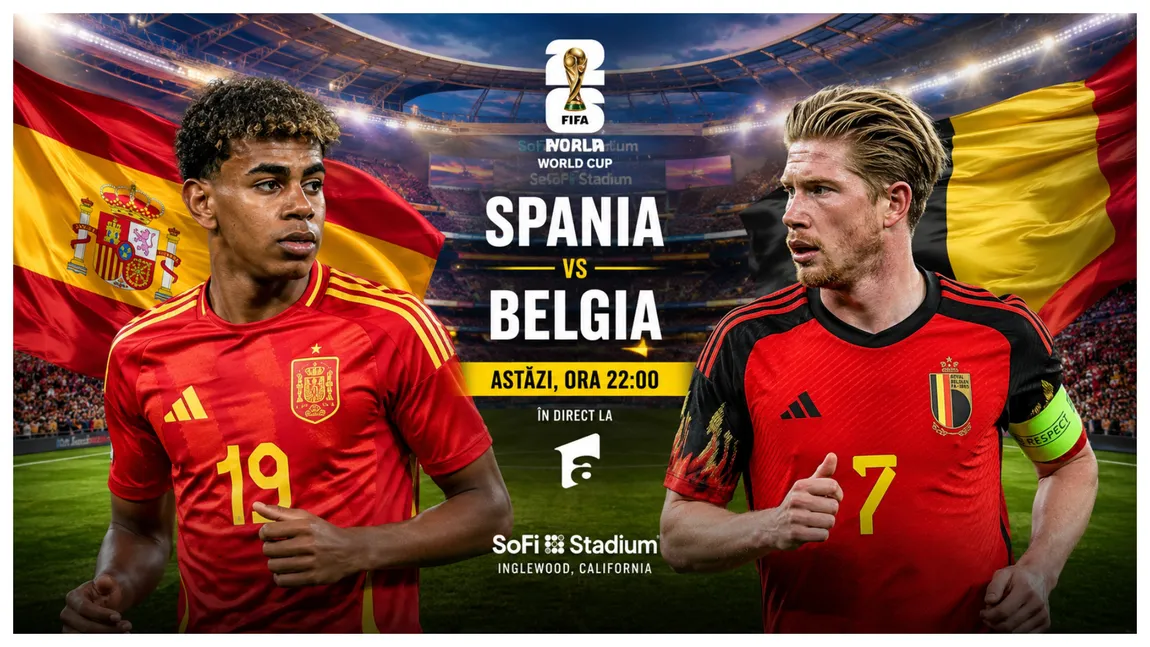 LIVE Antena 1 Spania - Belgia (ora 22:00) VIDEO ONLINE la Cupa Mondială 2026. Duel de foc pentru o semifinală de vis cu Franţa, unde vezi meciul la TV