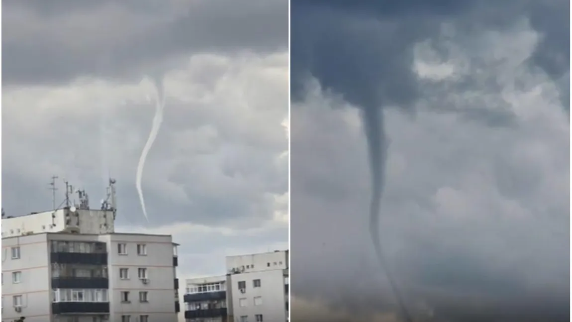 Tornadă în România, la o oră distanță de București. Fenomenul meteo a speriat oamenii, imagini distribuite masiv pe rețelele sociale