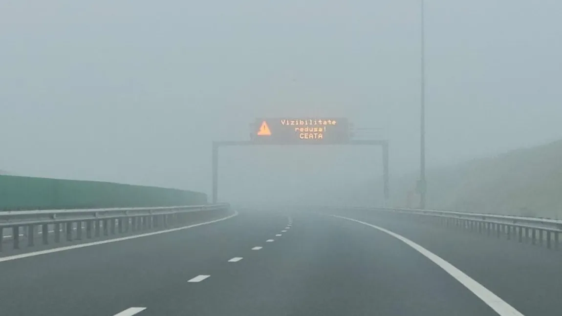 Alertă meteo! Ceață pe Autostrada A2, între Fetești și Cernavodă. Vizibilitate redusă sub 100 de metri
