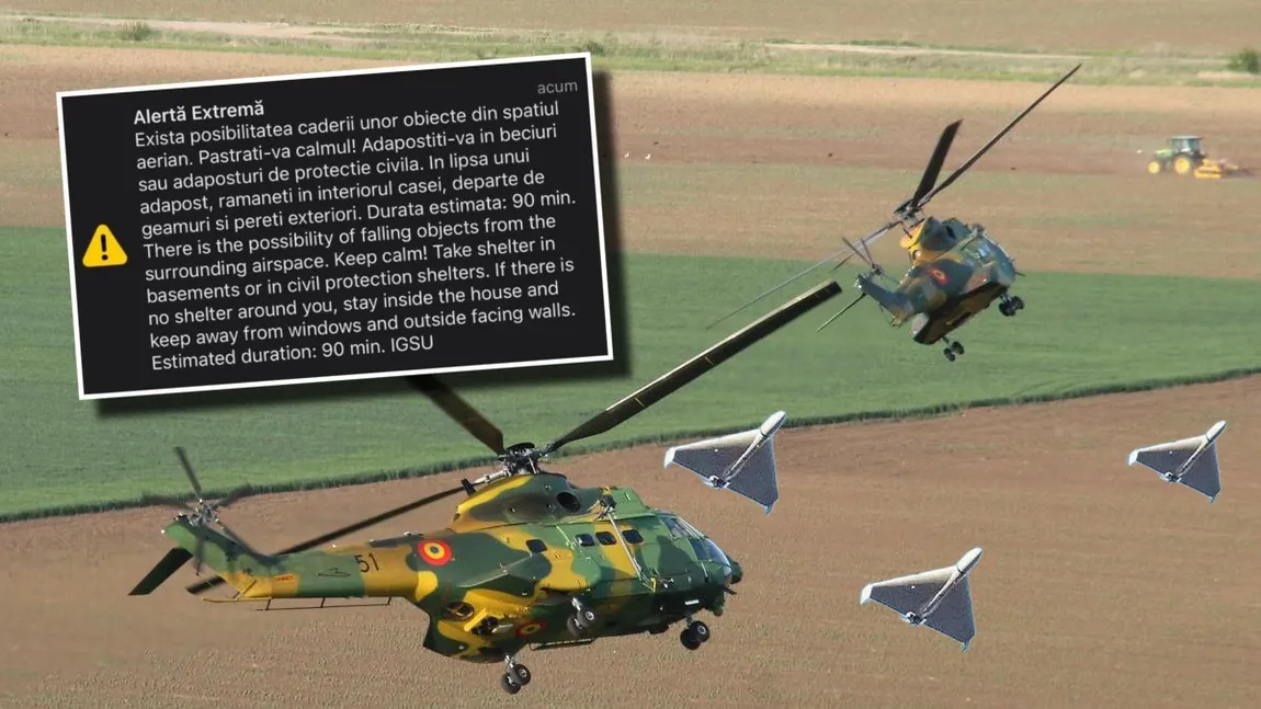 Un nou mesaj RO-Alert în Tulcea! Radarele au detectat o ţintă aeriană în Ucraina, la opt kilometri de frontiera cu România. Un elicopter IAR 330 Puma Socat a fost ridicat de la sol