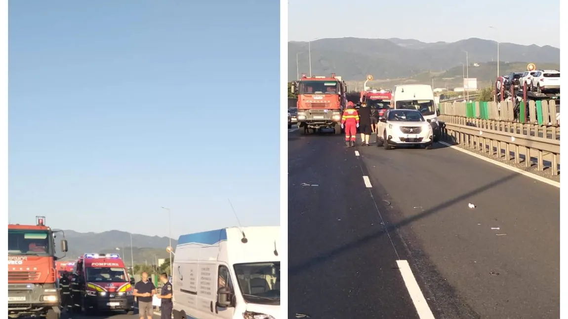 Accident cu patru mașini pe Autostrada A1. Mai multe persoane au fost rănite, traficul a fost restricționat