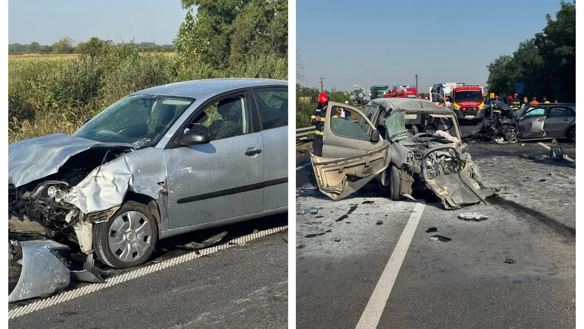 Accident cu trei mașini în Timiș. Un bărbat a murit pe loc