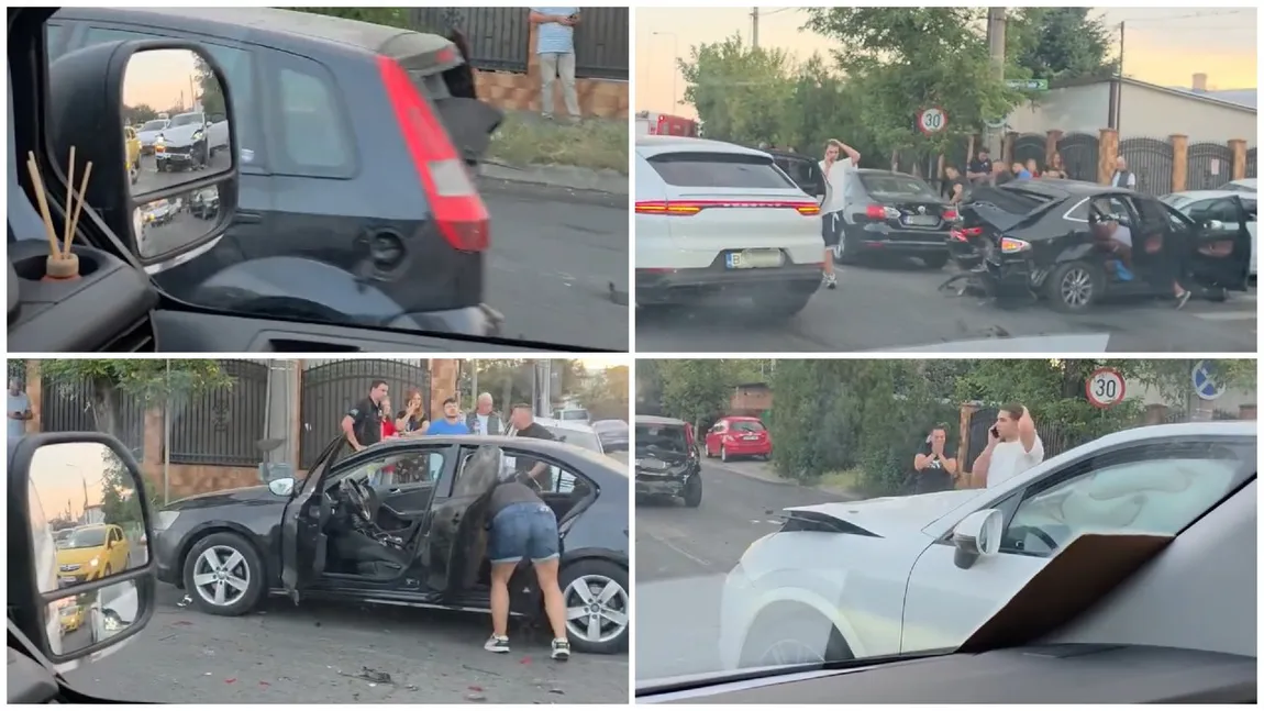 Accident rutier în lanț, în București. Un tânăr de 17 ani, băut și fără permis de conducere, a intrat cu mașina în alte cinci vehicule
