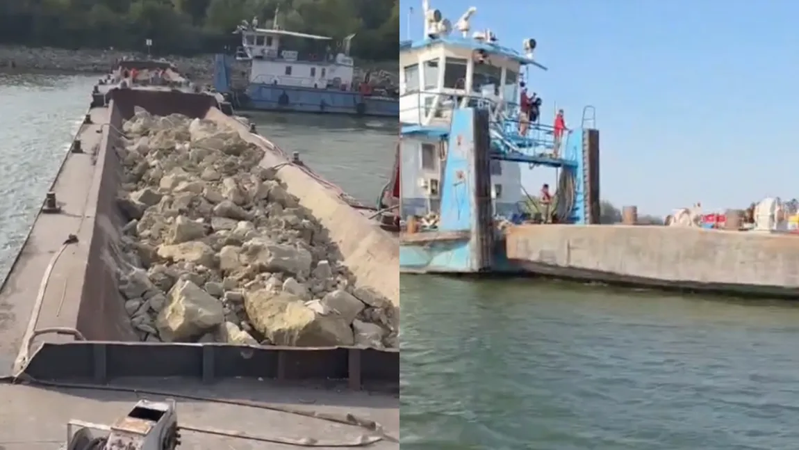 Ultimele două barje au fost scufundate în Dunăre. Operațiunea a fost finalizată în șapte ore VIDEO