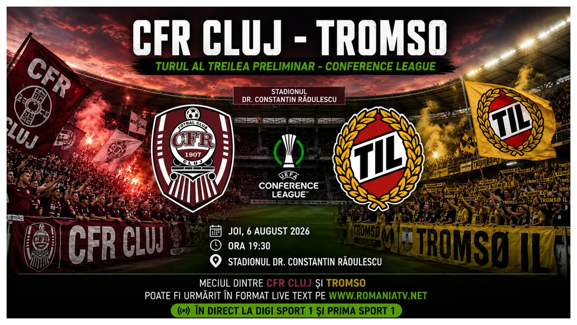 LIVE CFR Cluj - Tromso (ora 19:30) ONLINE VIDEO în Conference League. Ardelenii forţează un play-off contra lui Brighton, cine transmite meciul în direct la TV