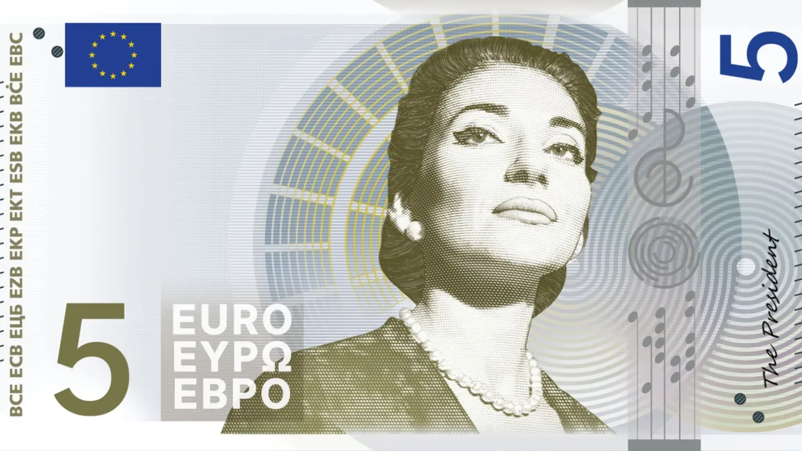 Maria Callas ar putea apărea pe noua bancnotă de 5 euro. Cum ar urma să arate viitorii banii europeni