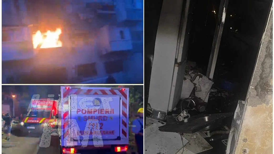 Explozie puternică urmată de incendiu într-un bloc din Galați. 3 persoane rănite, toți locatarii au fost evacuați VIDEO