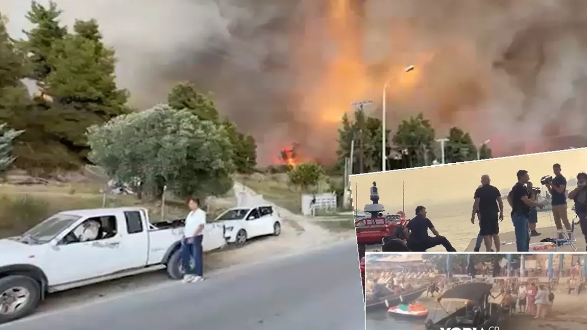 Evacuări masive în Halkidiki, incendiile au cuprins insula preferată de turiștii români. Oamenii fug din calea flăcărilor, peste 100 de pompieri intervin VIDEO
