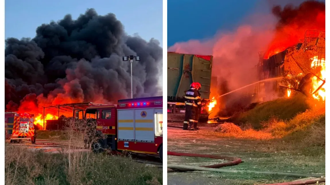 Incendiu devastator la depozitul plin cu uleiuri și materiale inflamabile de lângă Constanța. A fost emis Ro-Alert