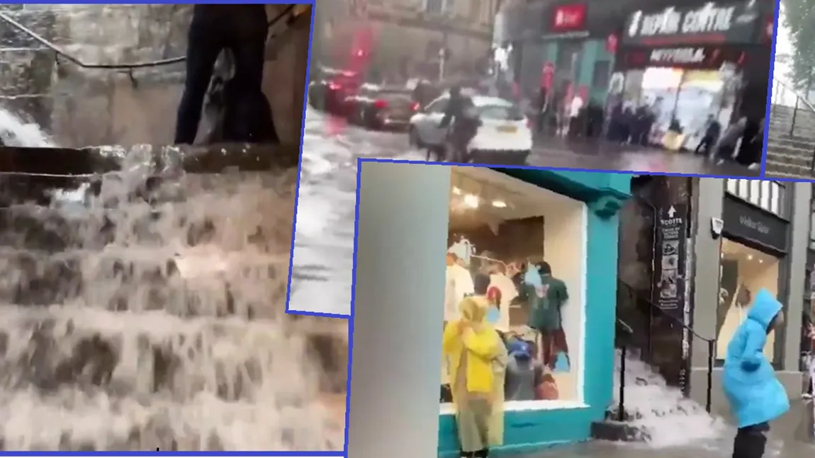 Potop pe străzile capitalei, s-au transformat în râuri! A plouat în 36 de ore cât pentru o lună, turiștii au fugit disperați să se adăpostească VIDEO