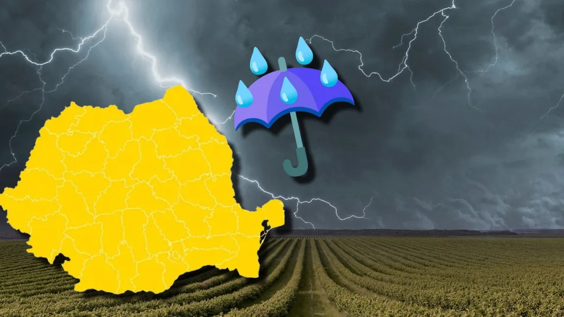 Furtuni cu grindină și ploi torențiale după zilele caniculare. Noi avertizări cod galben de averse