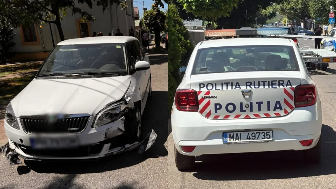 Un șofer de 76 de ani a intrat pe contrasens în Buzău și a lovit opt mașini. A tamponat și o autospecială de Poliție aflată în patrulare și a băgat polițistul în spital FOTO