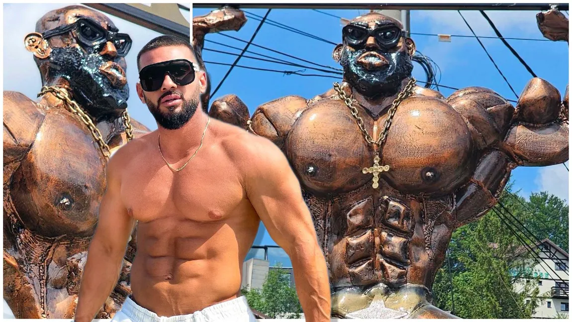 Statuia controversată din Bușteni care i-a împărțit pe turiști: unii îl văd pe Dorian Popa, alții pe „Satana”. Culturistul de 5.000 de euro va fi mutat