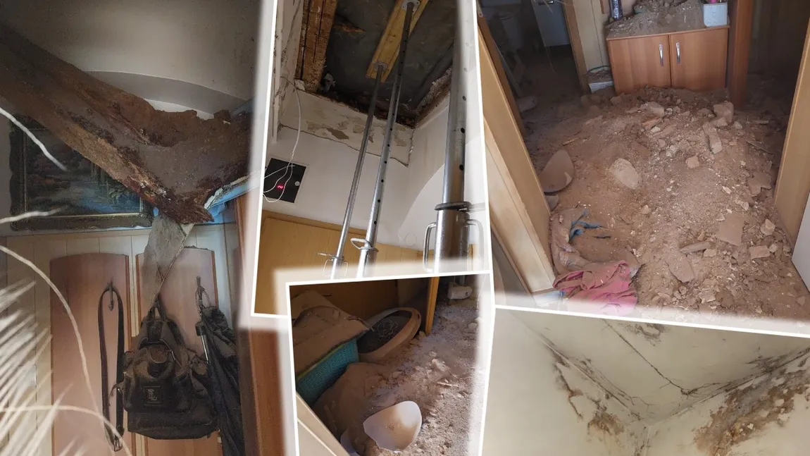 Tavanul unui apartament din Sibiu s-a prăbușit. O femeie acuză vecinul că a inundat-o ani la rând