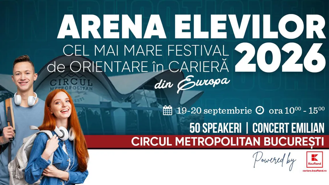 ARENA ELEVILOR 2026 – evenimentul care aduce viitorul generației tinere în prim-plan. Peste 50 de speakeri, părinți, elevi, universități și companii, reuniți pentru o experiență dedicată unei noi generații