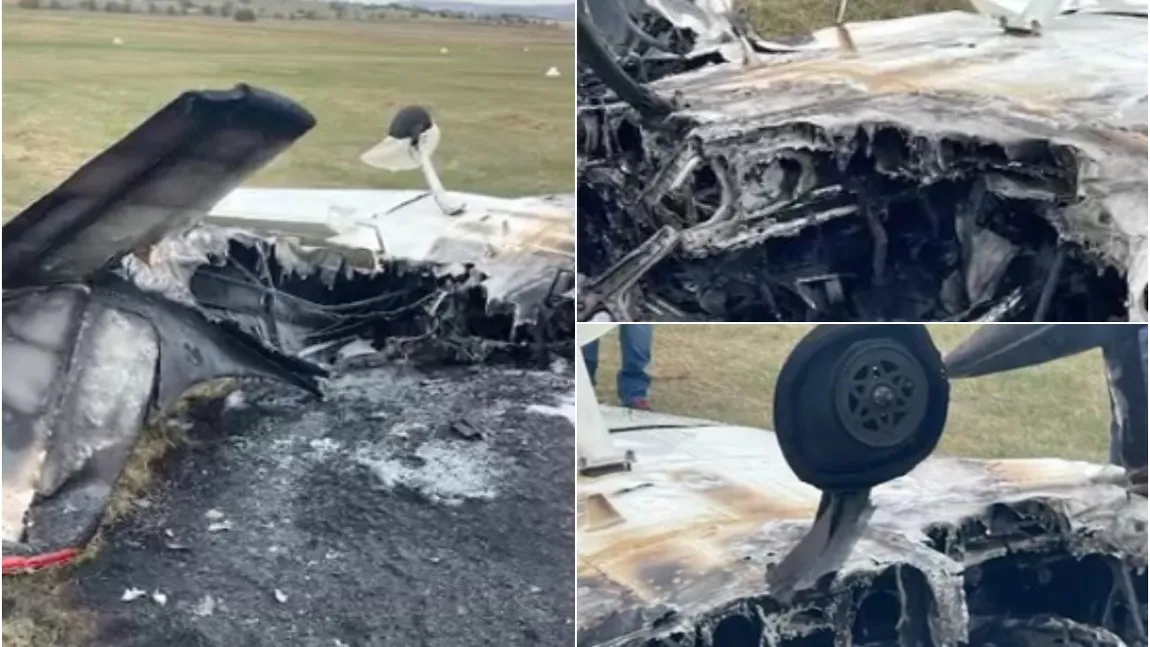 Incident aviatic pe Aerodromul din Iași. Un avion de mici dimensiuni s-a prăbușit și a luat foc, pilotul a fost transportat la spital