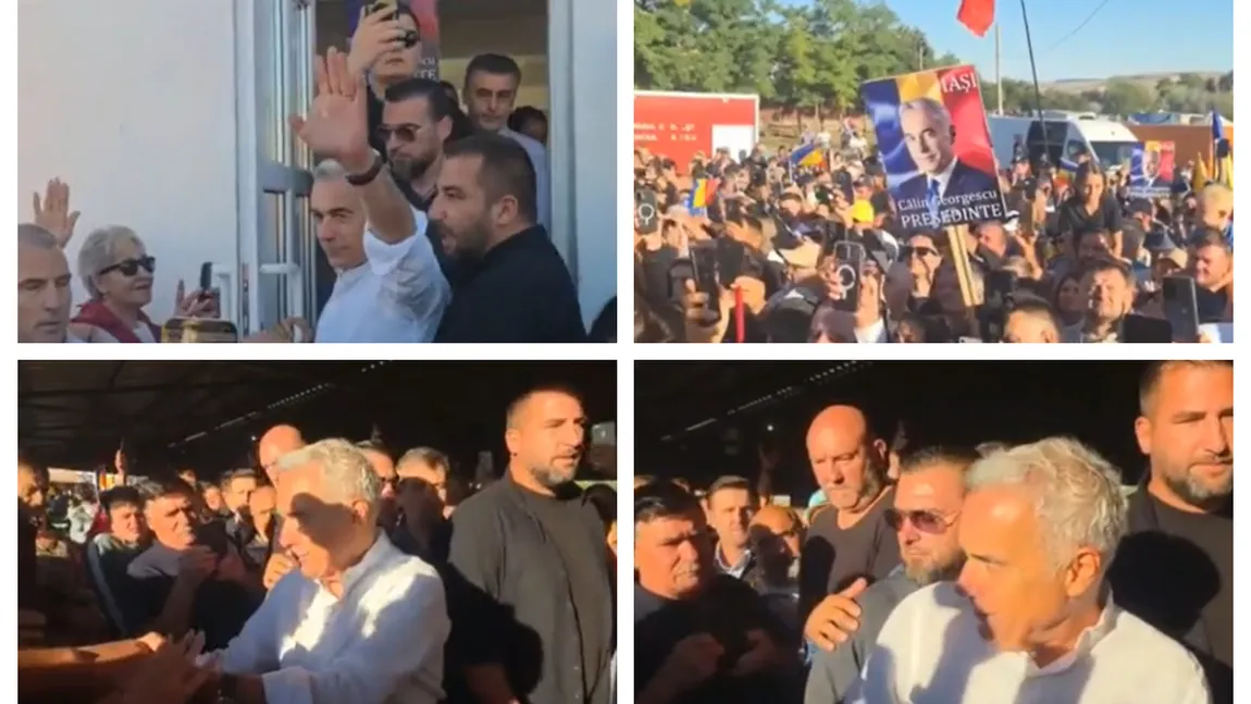 Călin Georgescu, baie de mulțime într-o piață din Vaslui. Cum își face liderul suveraniștilor din nou campanie cu un leu