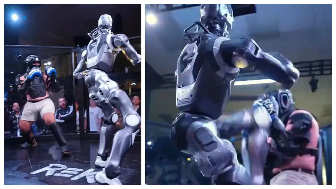 Scene dure la prima luptă de MMA om vs robot. 