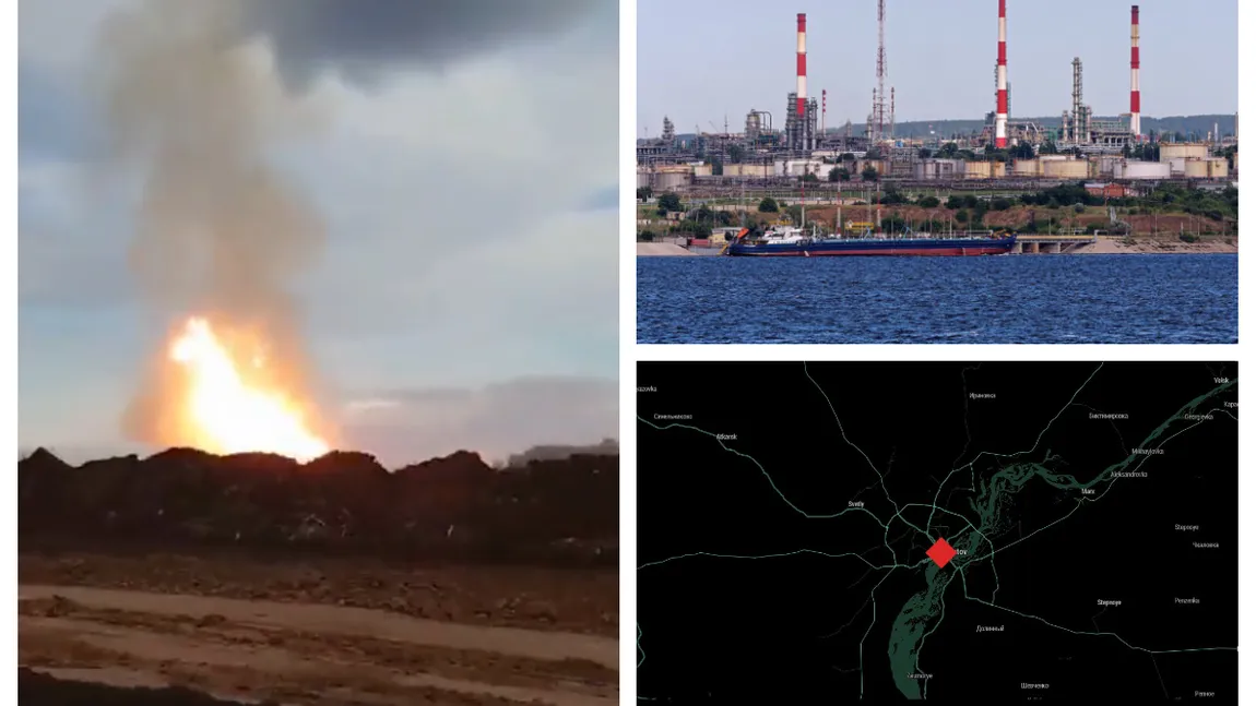 Ucraina a atacat cu drone o rafinărie şi aerodromul „Engels” din Saratov VIDEO