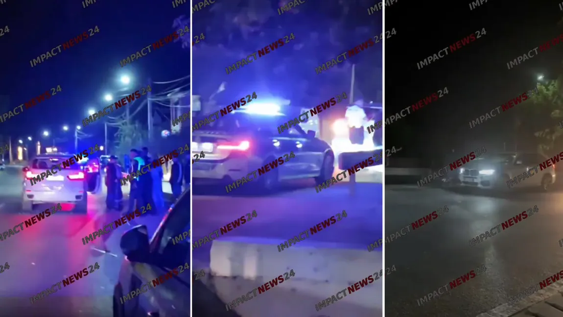Scandal cu bâte și săbii în trafic. Conflictul a degenerat,  au dat cu sete într-un BMW, doar poliția a calmat spiritele VIDEO
