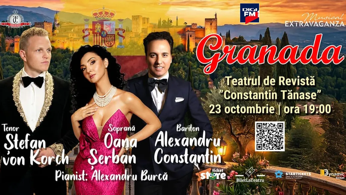 „GRANADA” – cu tenorul ŞTEFAN VON KORCH şi invitaţii -  concert incandescent cu influențe spaniole și mexicane, pe scena Teatrului Constantin Tănase pe 23 octombrie