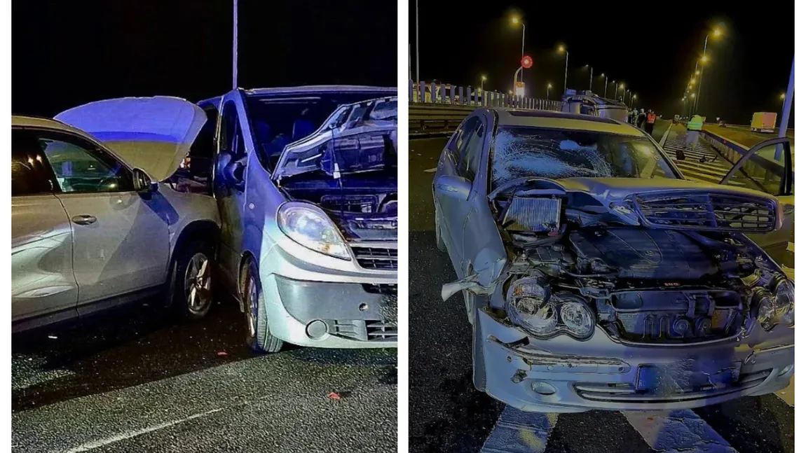 Carambol cu cinci mașini pe Autostrada A1. Șapte persoane au fost duse la spital