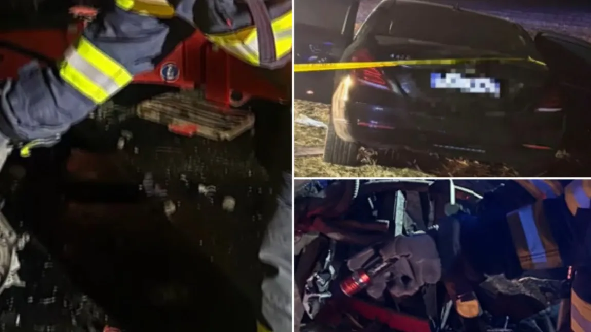 Tragedie în Teleorman, un Mercedes şi un tractor s-au făcut zob. Un bărbat a murit, alţi doi au ajuns la spital