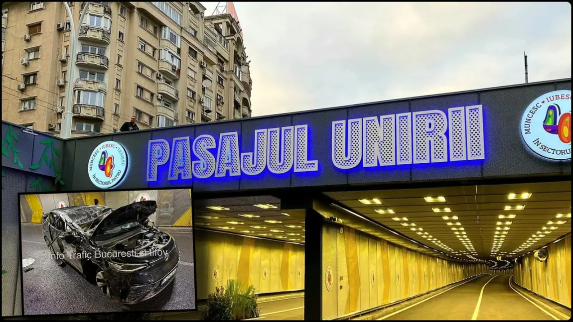 Accident rutier în Pasajul Unirii din București. Doi șoferi au ajuns la spital, iar traficul a fost restricționat