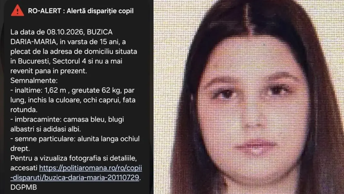 Bucureștenii au primit RO-Alert, o tânără de 15 ani a dispărut de acasă
