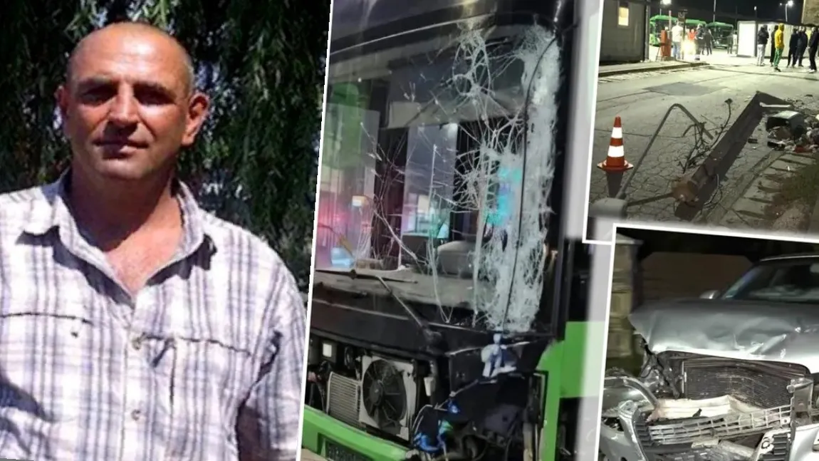 Cine este șoferul de autobuz care a făcut prăpăd pe o stradă din Suceava: a distrus cinci mașini și a doborât un stâlp de electricitate. Bărbatul avea o alcoolemie uriașă: „Am băut de supărare”