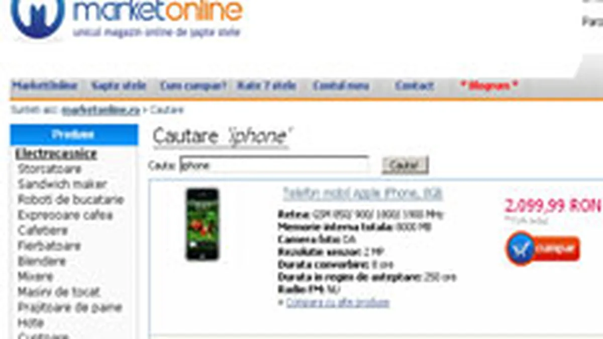 iPhone, prezent pe piata romaneasca si prin Marketonline.ro