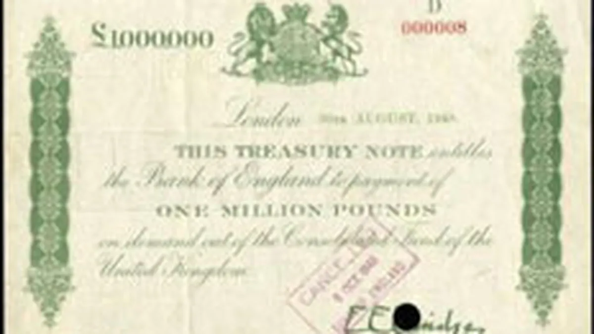 O bancnota britanica din anii \'40, vanduta la licitatie pentru 100.000 de euro