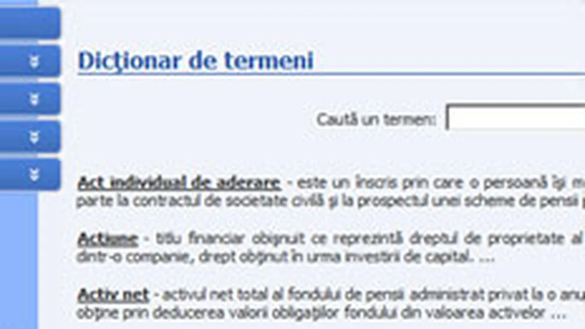 CSSPP a lansat un dictionar online de pensii private