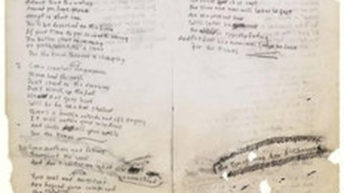 O ciorna scrisa de Bob Dylan, vanduta cu 442.500 $