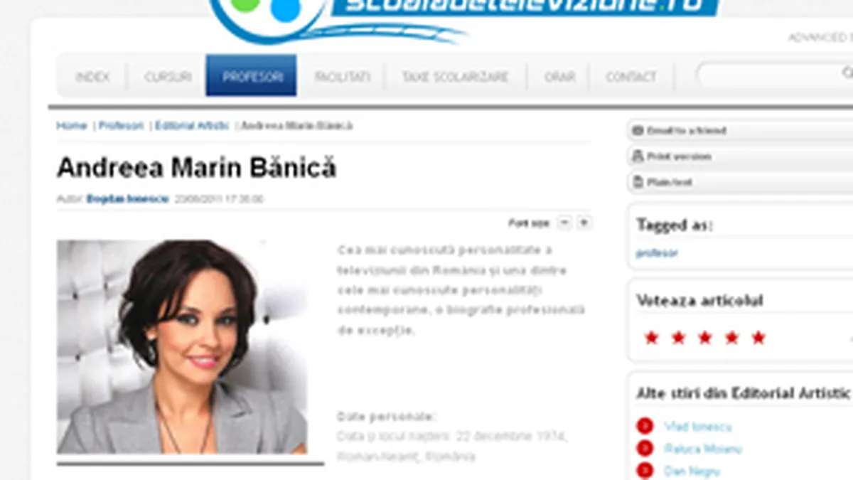 Scoala de Televiziune a lui Vlad Ionescu isi atrage cursantii cu vedete pe care nu le are