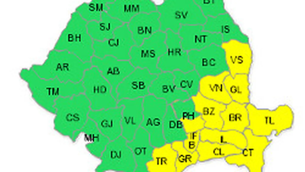 Cod galben de ninsori in sud-estul tarii