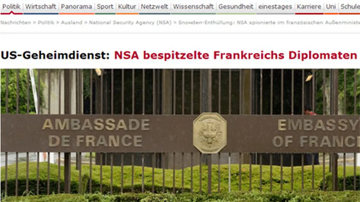 Der Spiegel: NSA a spionat diplomatia franceza si postul Al-Jazeera