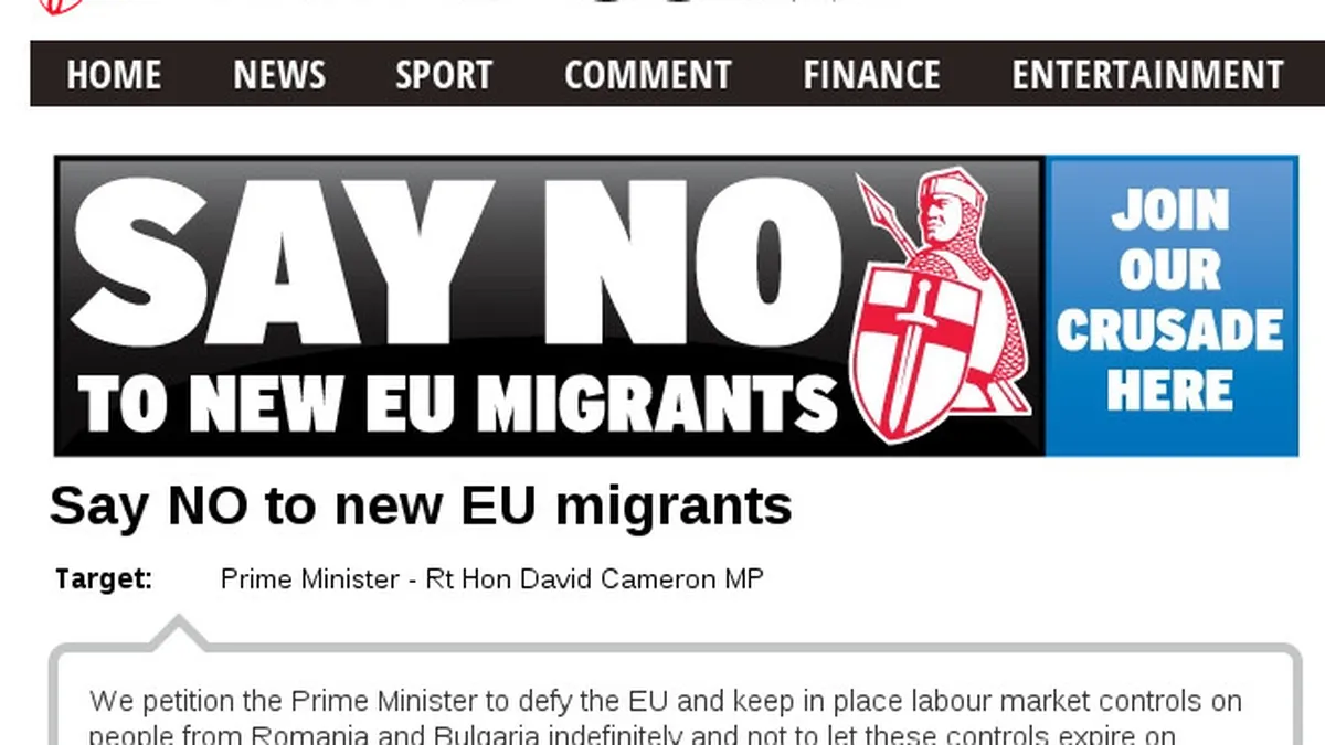 Petitie anti-romani: Daily Express solicita restrictii pentru imigranti