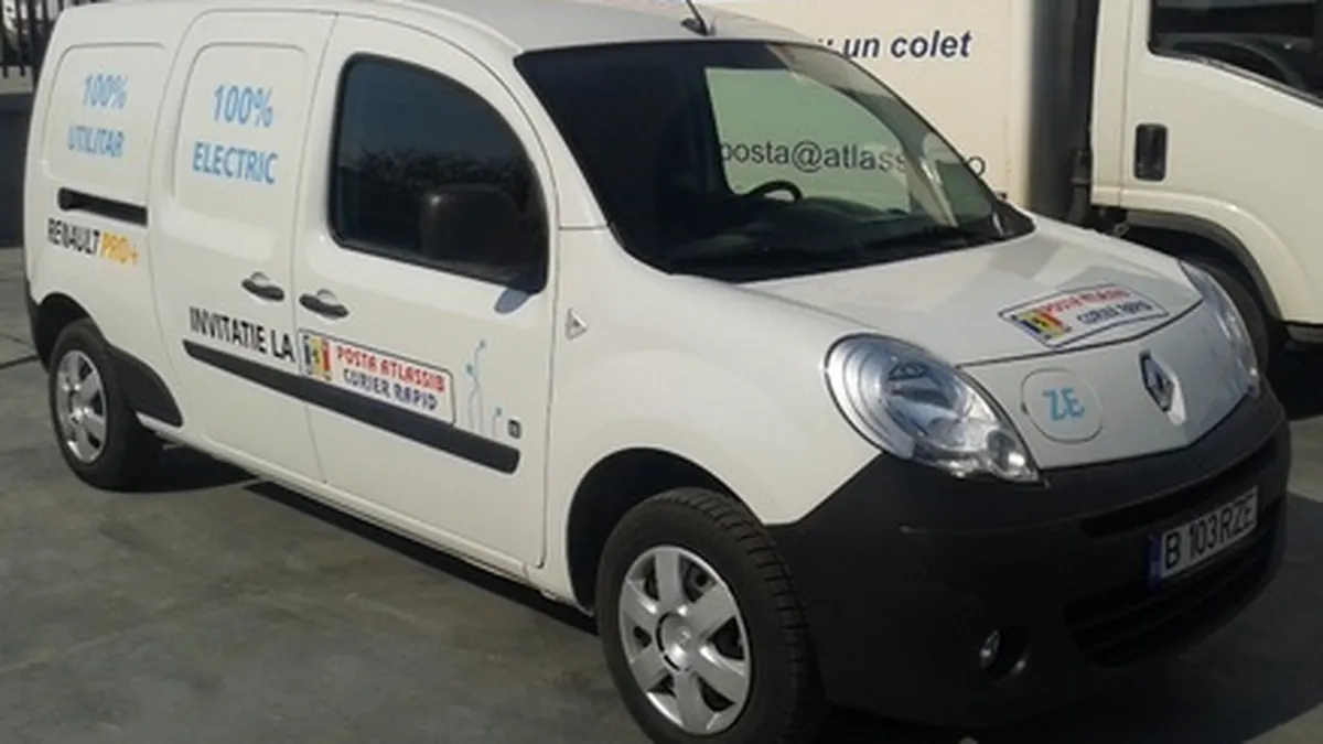 Primul curier din Romania care testeaza un vehicul total electric in activitatea zilnica