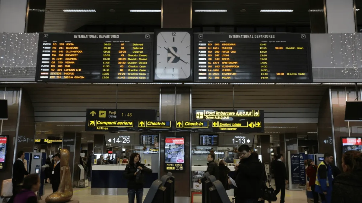 Compania Națională de Aeroporturi București, profund afectată de criza personalului. În doar câteva zile, peste 200 de zboruri au fost amânate sau chiar anulate