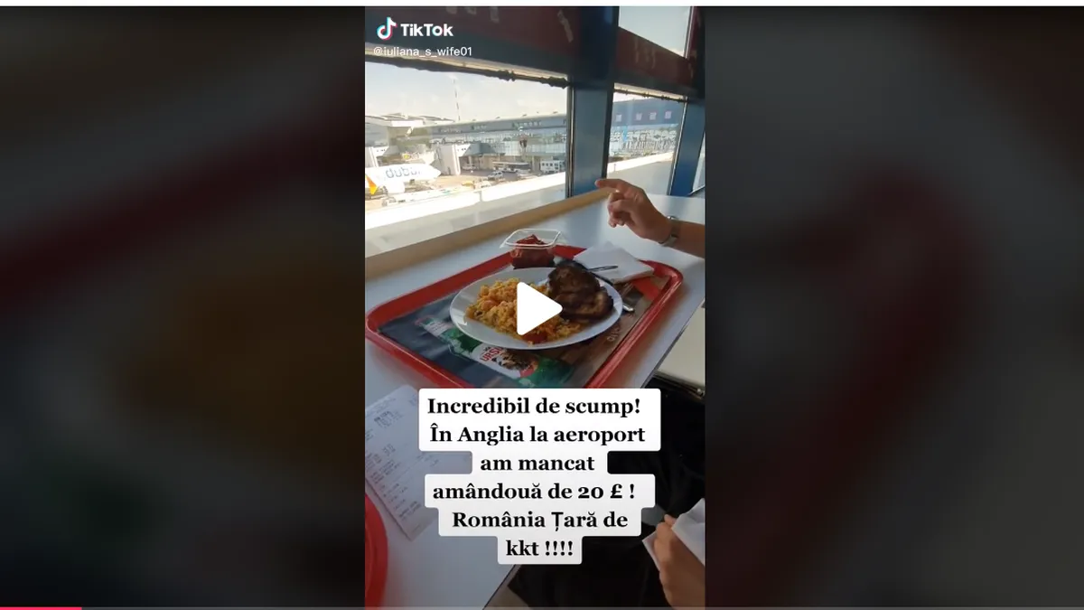 Cât de scumpă a ajuns mâncarea pe aeroportul Otopeni! 216 lei pe 2 porții de cotlet de porc cu orez și salată de varză! Reacția unor turiste după ce au văzut bonul cu suma de plată