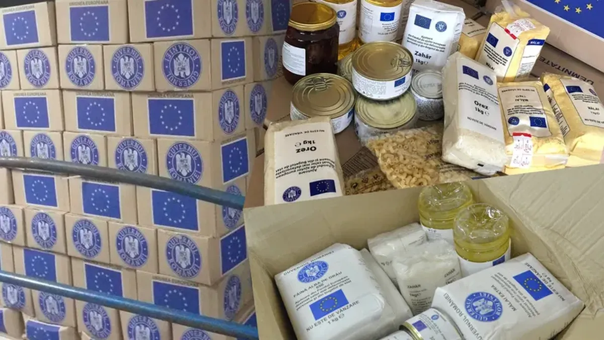Primele pachete cu 24 kg cu alimente de la UE au fost distribuite în România. Ce conţin şi cine le va primi