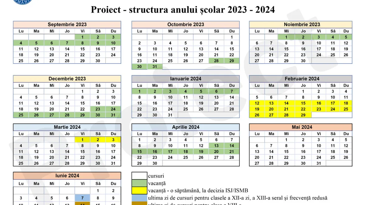 Structura anului școlar 2023-2024. Iată cum va fi structurat anul școlar care va începe pe 11 septembrie