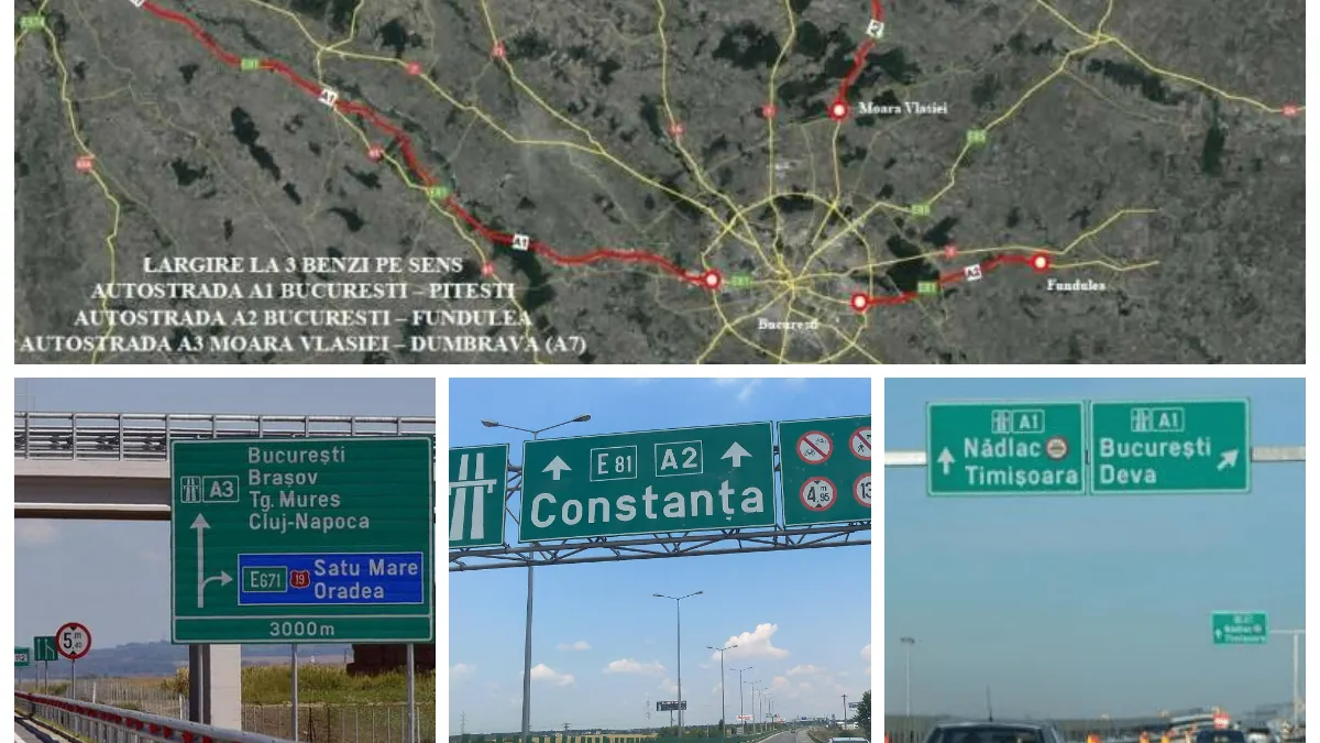 Autostrăzile A1, A2 și A3 vor avea câte 3 benzi pe sens! S-a dat startul ofertelor pentru elaborarea studiilor de fezabilitate