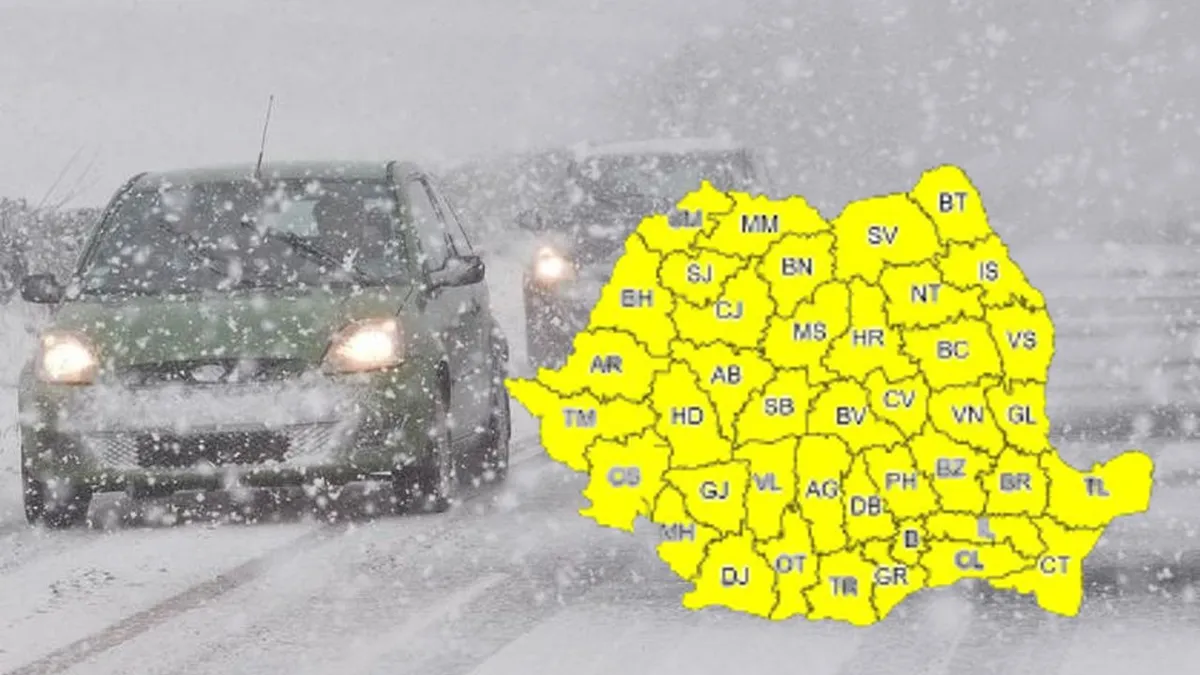 19 județe afectate de ninsori și intensificări ale vântului. ANM a emis cod galben