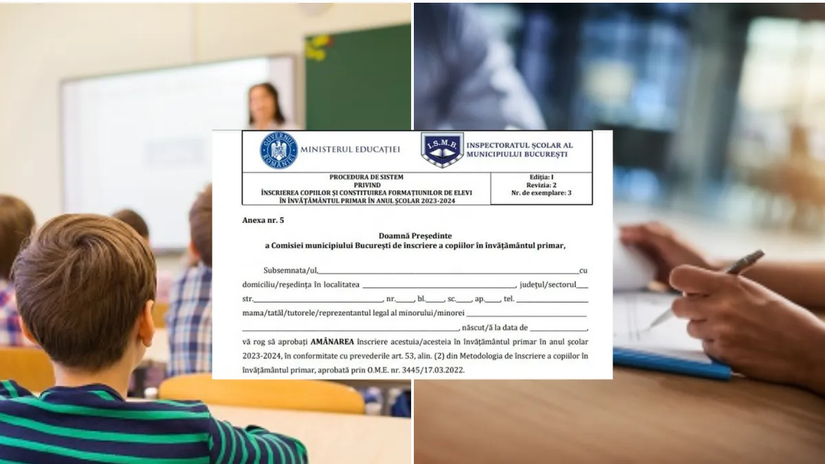 Inspectoratele școlare au publicat cererea pentru amânarea înscrierii în clasa pregătitoare. Motivele pentru care părinții pot depune documentul
