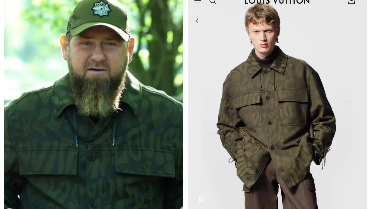 Ramzan Kadîrov, îmbrăcat cu o jachetă Loius Vuitton de 2.400 euro, la o întâlnire cu generalii săi într-o grădină
