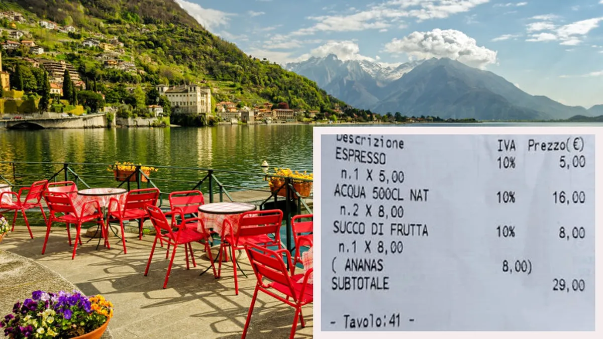 Aveți grijă dacă mergeți în Italia! Prețurile sunt inspirate din Dubai. Un turist a rămas fără cuvinte cât a plătit pe o cafea și o apă plată