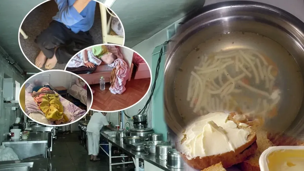 Meniul groaznic din azilele groazei. Ciorbă lungită cu apă, pâine cu margarină şi câte o felie de parizer